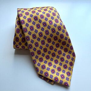 Barneys New York Yellow Floral Patterned Tie